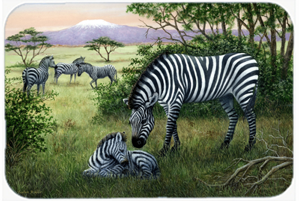 Zebras in the Field with Baby Glass Large Cutting Board