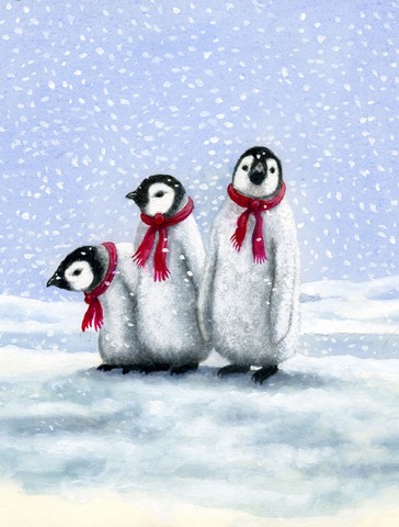 Penguins by Daphne Baxter Flag Canvas House Size