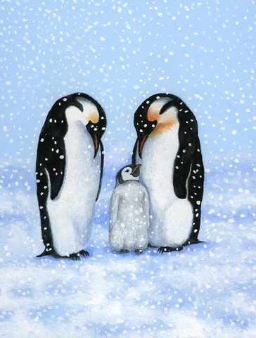 Penguin Family by Daphne Baxter Flag Garden Size