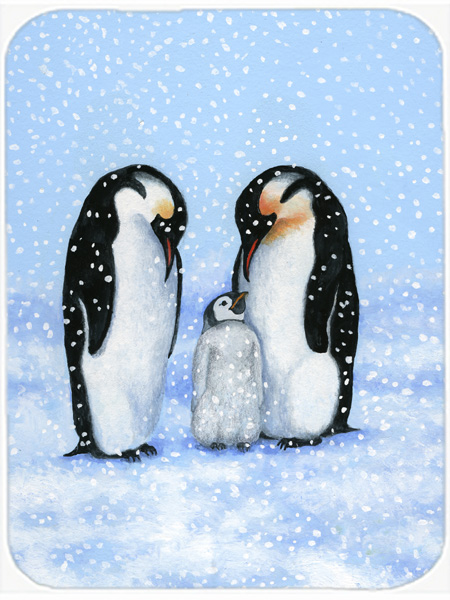 Penguin Family by Daphne Baxter Glass Large Cutting Board