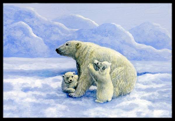 Polar Bears by Daphne Baxter Indoor or Outdoor Mat - 18 x 27