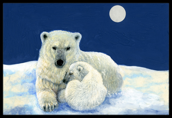 Polar Bears Moonlight Snuggle Indoor or Outdoor Mat- 24 x 36