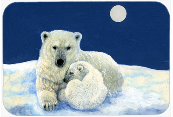 Polar Bears Moonlight Snuggle Glass Large Cutting Board