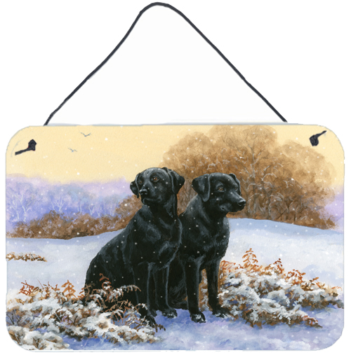 Black Labradors in the Snow Wall or Door Hanging Prints