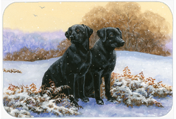 Black Labradors in the Snow Mouse Pad, Hot Pad or Trivet
