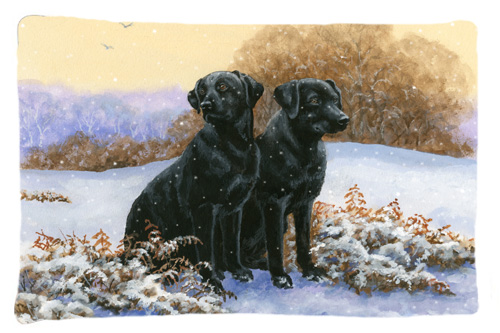 Black Labradors in the Snow Fabric Standard Pillowcase