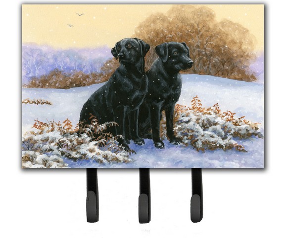 Black Labradors in the Snow Leash or Key Holder