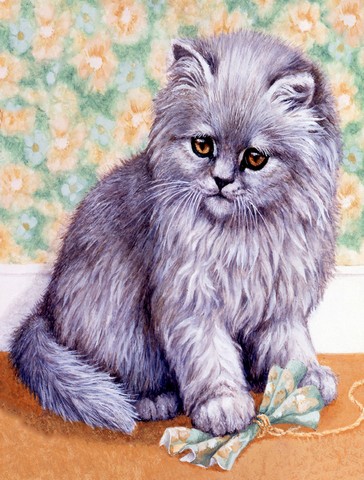 Grey Cat by Daphne Baxter Flag Garden Size