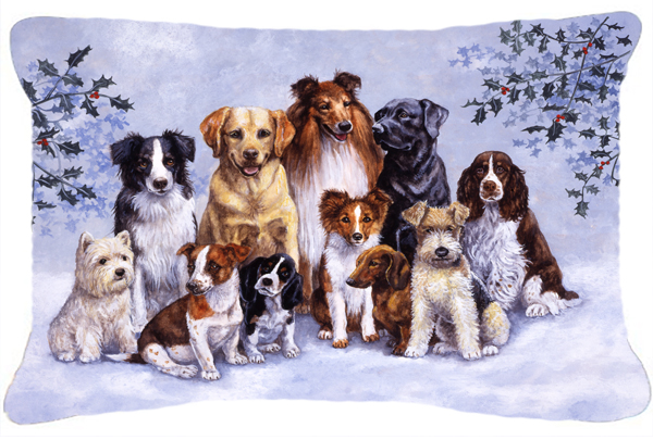 Winter Dogs Fabric Decorative Pillow