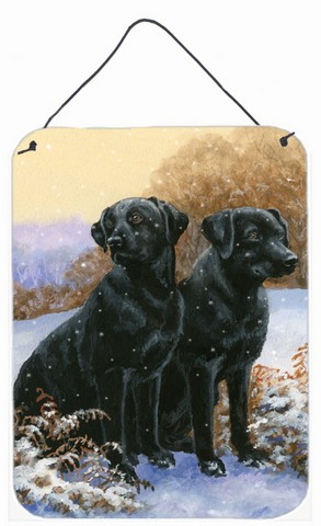 Black Labradors Snowy Day Wall or Door Hanging Prints