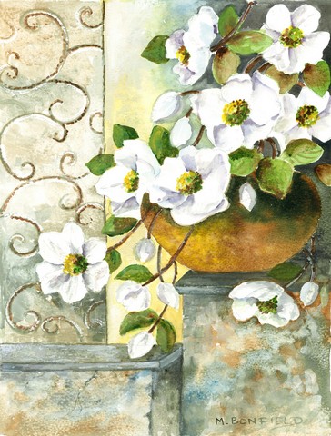 Dog Rose by Maureen Bonfield Flag Garden Size