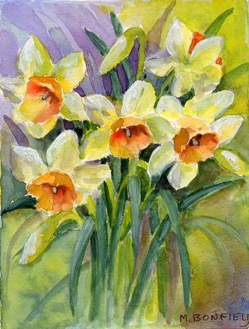 BMBO0880GF Daffodils by Maureen Bonfield Flag Garden Size