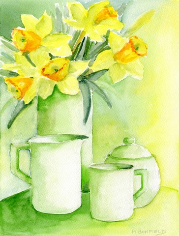 Yellow Daffodils by Maureen Bonfield Flag Garden Size