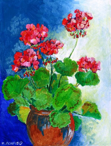 BMBO1118GF Geraniums by Maureen Bonfield Flag Garden Size
