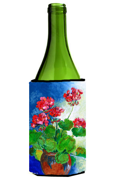 Geraniums by Maureen Bonfield Wine Bottle Can cooler Hugger