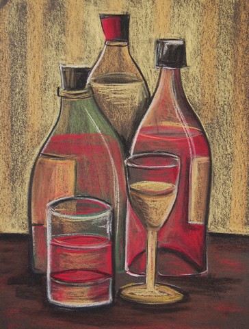 Bottles & Glasses Wine Flag Garden Size