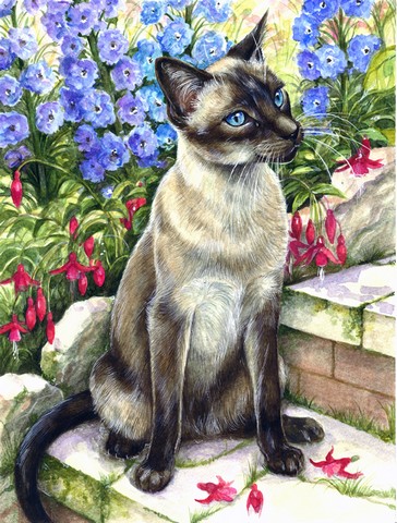 Siamese Cat in the Garden Flag Garden Size