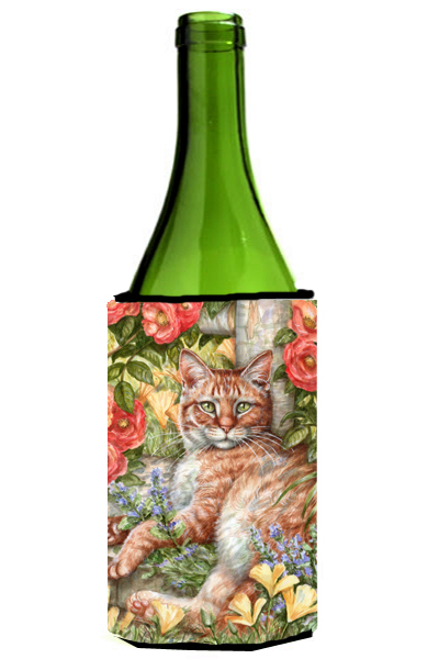 Tabby in the Roses by Debbie Cook Wine Bottle Can cooler Hugger