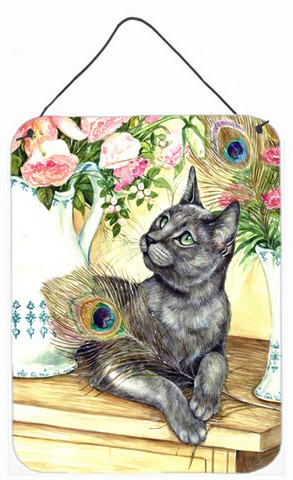 Cat & Peacock Feathers Wall or Door Hanging Prints