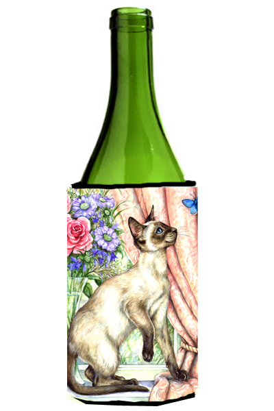 Siamese Cat with Butterfly Wine Bottle Can cooler Hugger