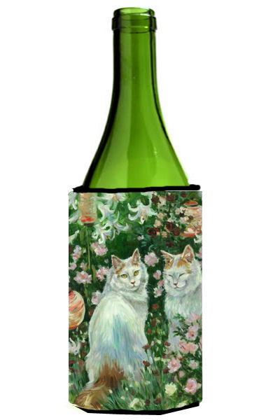 Cats in Garden by Debbie Cook Wine Bottle Can cooler Hugger