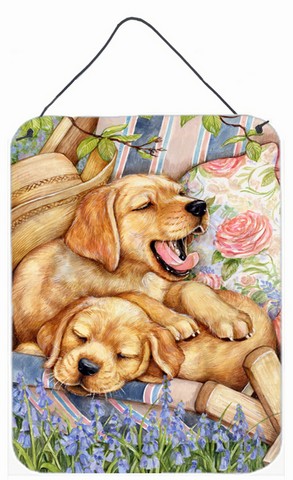 Yellow Labrador Deck Pups Wall or Door Hanging Prints - Yellow