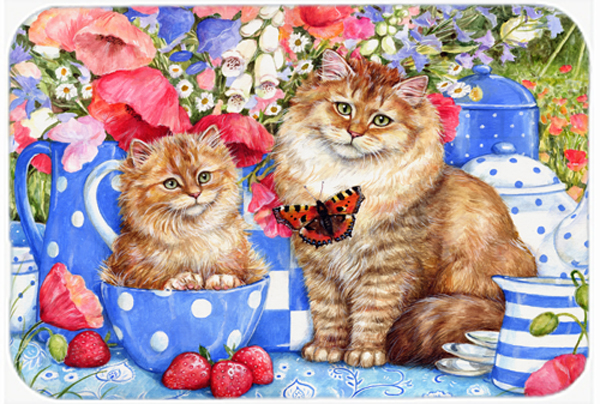 Blue Cats Glass Large Cutting Board