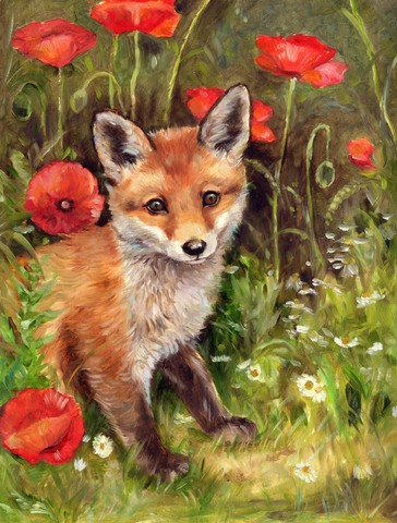 Fox Cub by Debbie Cook Flag Garden Size