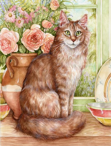 Maine Coon Cat by Debbie Cook Flag Garden Size