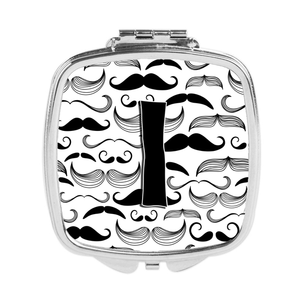 CJ2009-ISCM Letter I Moustache Initial Compact Mirror