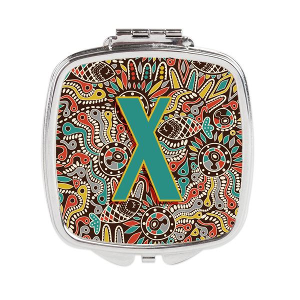Letter x Retro Tribal Alphabet Initial Compact Mirror