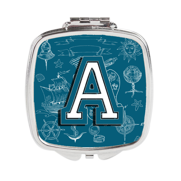 CJ2014-ASCM Letter a Sea Doodles Initial Alphabet Compact Mirror