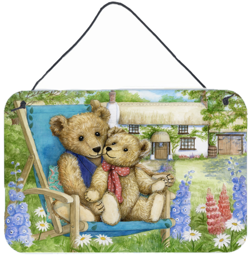 Springtime Teddy Bears in Flowers Wall or Door Hanging Prints