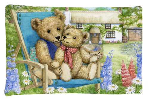 Springtime Teddy Bears in Flowers Fabric Standard Pillowcase
