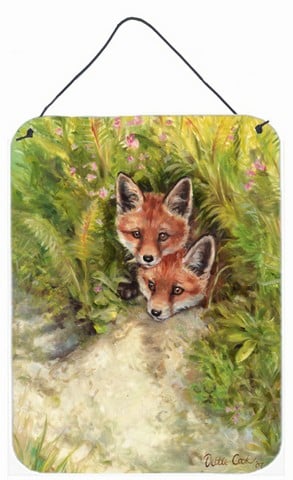 Fox Cubs Peepers by Debbie Cook Wall or Door Hanging Prints