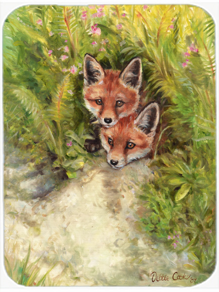 Fox Cubs Peepers by Debbie Cook Glass Large Cutting Board