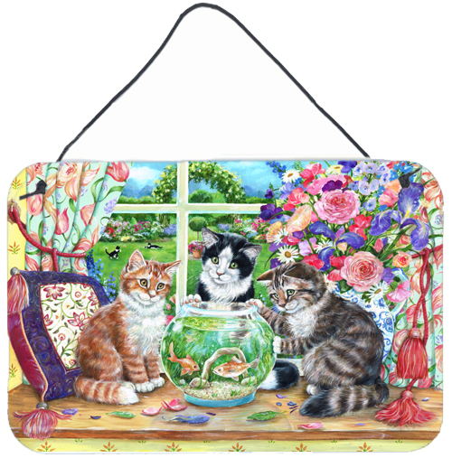 Cats Just Looking in the Fish Bowl Wall or Door Hanging Prints