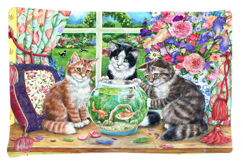Cats Just Looking in the Fish Bowl Fabric Standard Pillowcase