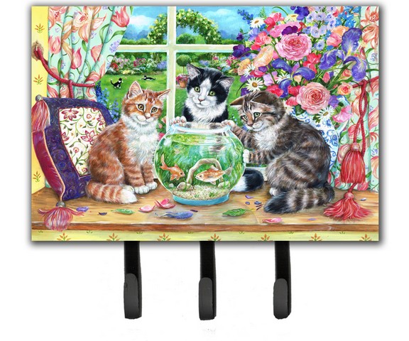 Cats Just Looking in the Fish Bowl Leash or Key Holder