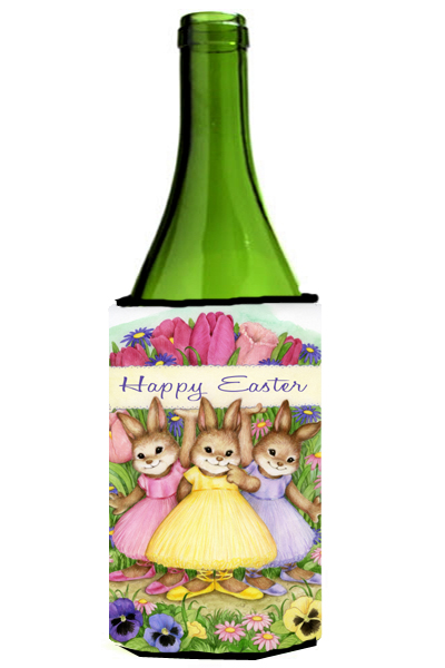 Three Bunnies Happy Easter Wine Bottle Can cooler Hugger