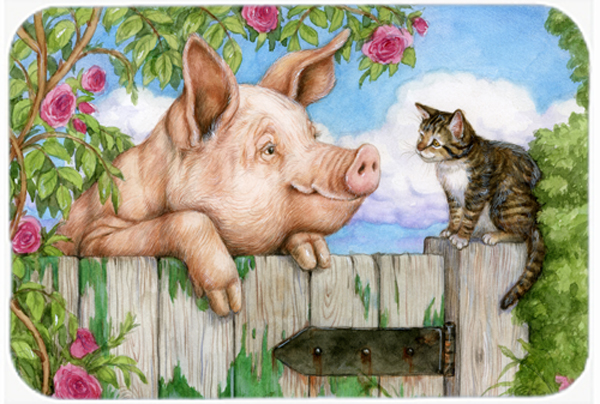 Pig at the Gate with the Cat Glass Large Cutting Board