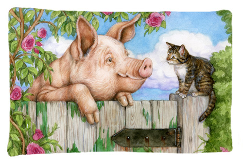 Pig at the Gate with the Cat Fabric Standard Pillowcase