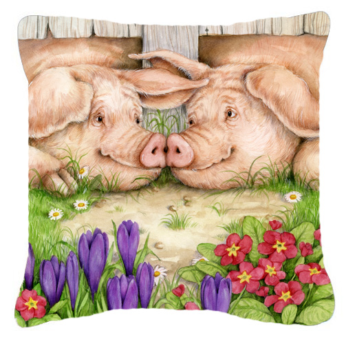 Pigs Nose to Nose by Debbie Cook Canvas Decorative Pillow