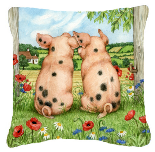 Pigs Side by Side Debbie Cook Canvas Decorative Pillow