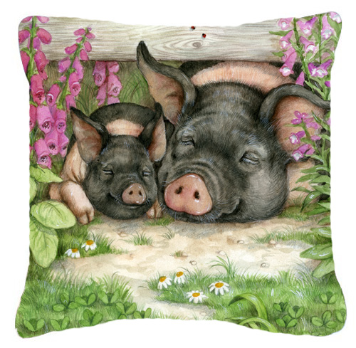 Pigs Under the Fence by Debbie Cook Canvas Decorative Pillow