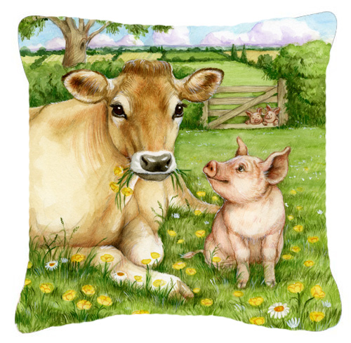 Pigs & Cow Good Friends Canvas Decorative Pillow
