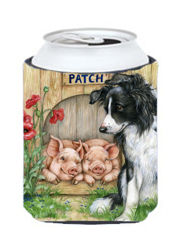 Patch the Border Collie & Piglet Friends Can or Bottle Hugger