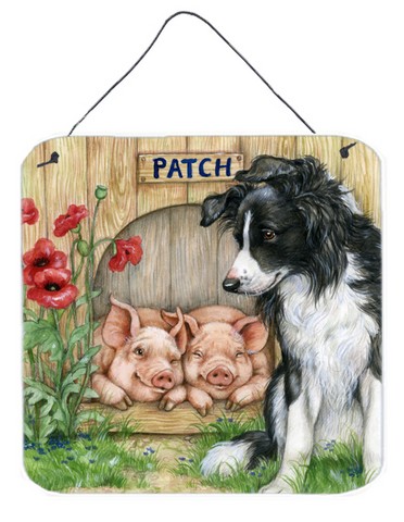 Patch the Border Collie & Piglet Friends Wall or Door Hanging Prints