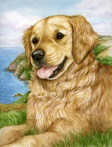 Golden Retriever by Debbie Cook Flag Canvas House Size