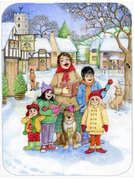 Christmas Carol Singers Glass Large Cutting Board